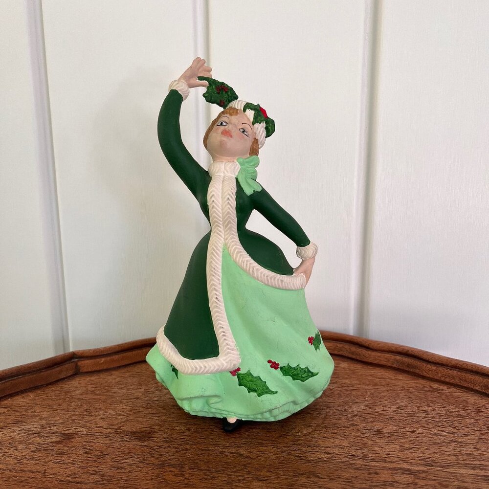 Vintage Atlantic Mold Christmas Caroler Girl Green 9"